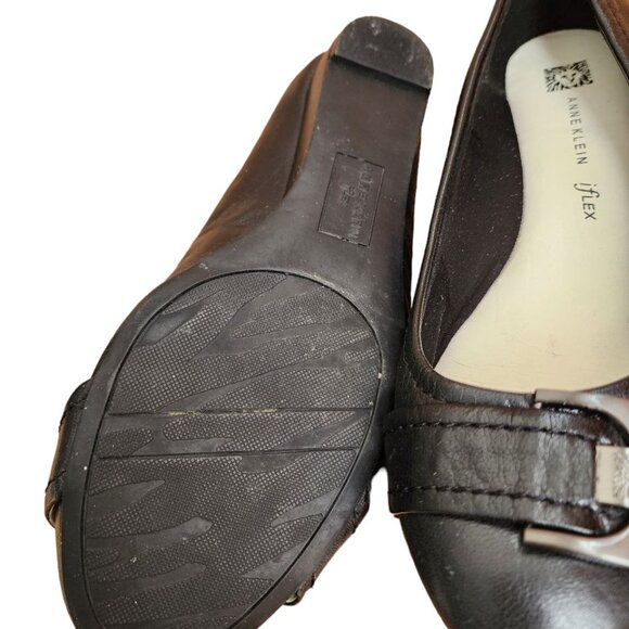 Anne Klein Shoes Woman's Black Leather Upper Balance Size 7.5 Ballet Flat - Picture 6 of 13